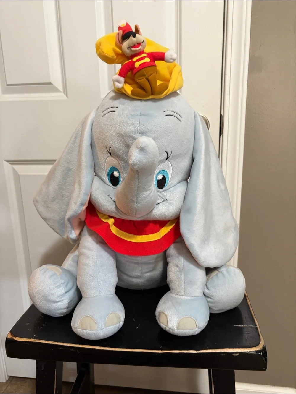 Plush Dumbo and Timoth Toy with Red Collar and Yellow Hat